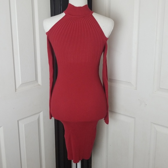 Bebe Red Bodycon Sheath Dress with Cutouts - Picture 4 of 4